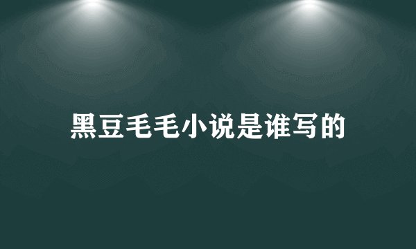 黑豆毛毛小说是谁写的