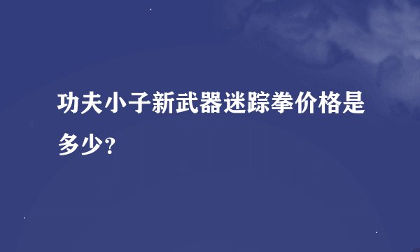 功夫小子新武器迷踪拳价格是多少?